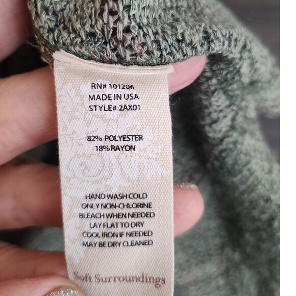 Soft Surroundings Knit Lightweight‎ Sweater Top Tunic Large Pink and Green - Picture 4 of 6